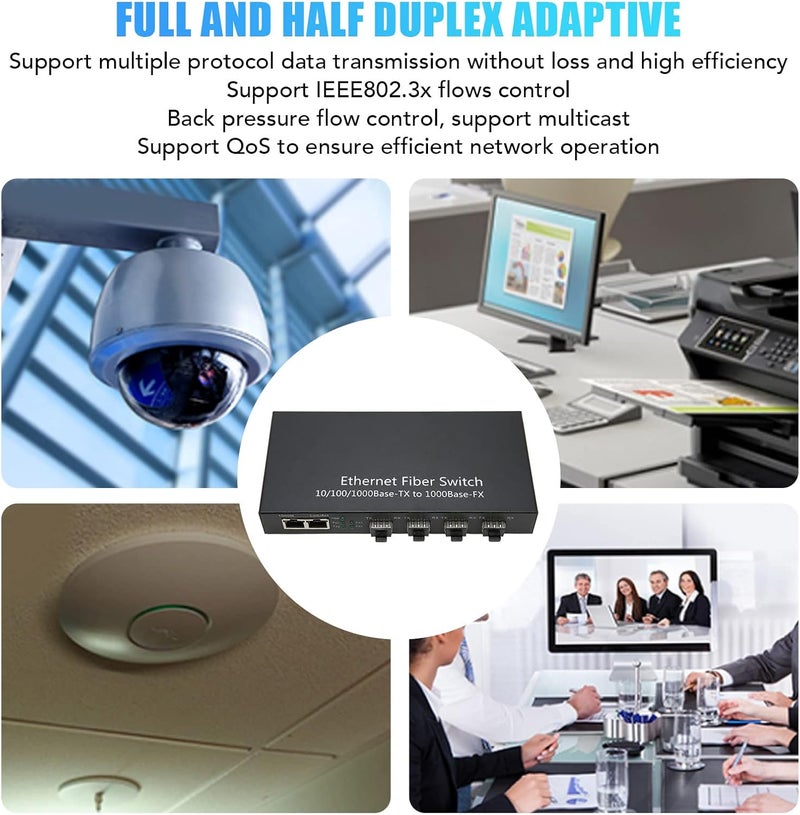 Estink SFP Ethernet Fiber Optic Switch, 1000m Ethernet Fiber Optic Transceiver, 4 Optical Ports 2 Electrical Ports, 120km, with LED Indicator, Supports 9k Bytes Jumbo Frames - Image 3